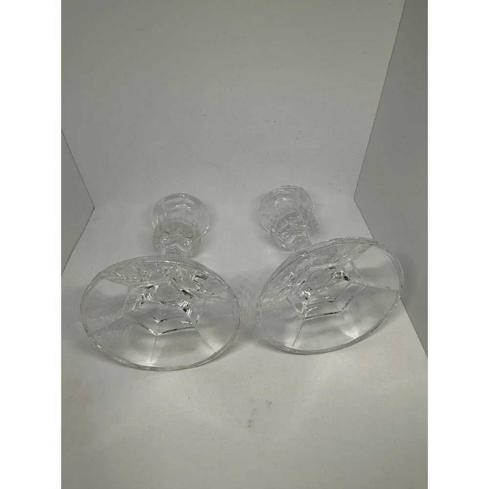 Set of‎ 2 Libbey Glass Crystal Candlesticks Taper Candle Holders